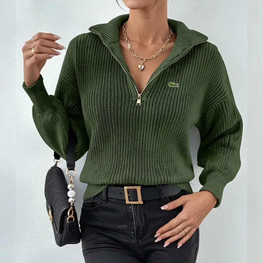 LC™ | Women's Modern Zip-Neck Knit Top