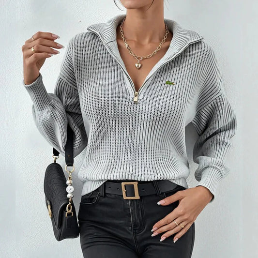 LC™ | Women's Modern Zip-Neck Knit Top