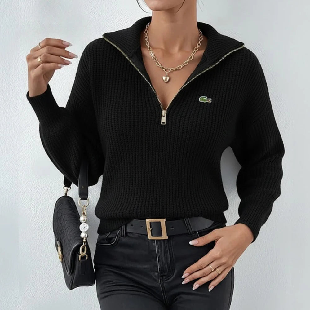 LC™ | Women's Modern Zip-Neck Knit Top